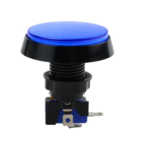 NIBYQ Arcade-Taste, 5 Farben, LED-Lampe, 60 mm, groß, rund, Arcade-Videospiel-Player, Druckknopfschalter (Farbe: Blau, Größe: 60 mm) von NIBYQ