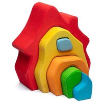 NIC 523255 - Märchenhaus, rot-bunt, Glückskäfer-Formenspiel, 6-teilig, Holz, Höhe: ca. 17 cm von NIC