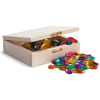 NIC 525194 - Glitzer-Schatz, Holzkiste mit 100 Acryl-Glitzersteine von NIC