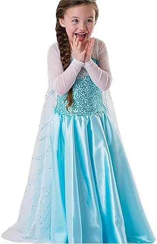 NICE SPORT Kleid Prinzessin Die Eiskönigin – Kostüm Kinder Mädchen – Prinzessin Elsa – hochwertiges Kostüm – Blau (130 (5 Jahre-6 Jahre)) von NICE SPORT