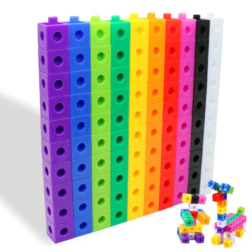 NICEIN Steckwürfel Set - 100 Stück Mathematik Würfel mit Aufbewahrungstasche | Puzzle Blocks,Lernwürfel,Kreativ-Bauset Bausteine | Rechenhilfen&Lerngeschenk für Mädchen und Jungen ab 3 Jahren (100pcs) von NICEIN