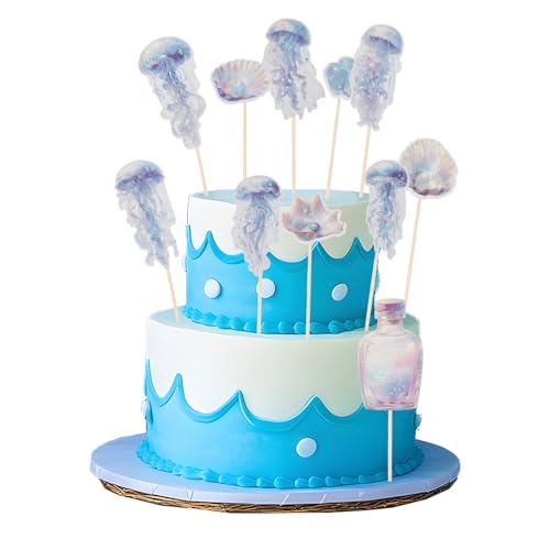 NICENEEDED 15 Stück Kuchenverzierungsaufkleber zum Thema „Unter dem Meer“, Kuchenverzierung mit Quallen und Muscheln mit Holzstiel, bunte Glitzer-Verzierung für Haustiere zum Geburtstag NICENEEDED 15 Stück Kuchenverzierungsaufkleber zum Thema „Unter dem Meer“, Kuchenverzierung mit Quallen und Muscheln mit Holzstiel, bunte Glitzer-Verzierung für Haustiere zum Geburtstag von NICENEEDED