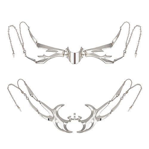 NICENEEDED 2 Stück Munson Punk Mechanische Maske, Unregelmäßiges Metall-Halbmasken-Gesichtsbekleidungszubehör, Halloween-Kostüm, Cosplay, Halbmaske, Gesichtsschmuck von NICENEEDED