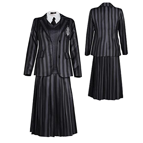 NICERAM Mittwoch Addams Kostüm, Akademie Schuluniform Anzug Cosplay Kostüm Kleid Party Kostüm für Frauen von NICERAM