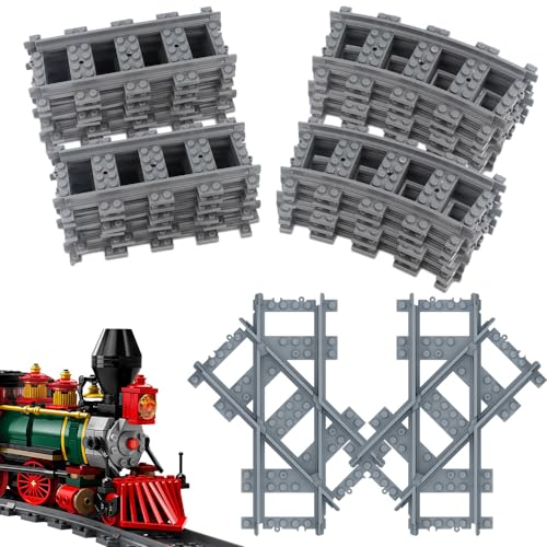 NICEWAT City Schienen, 30 Stück Bausteine Zug Schienen, City Schienen Eisenbahn Schienen Set bestehend aus 18 Gebogene Schienen 10 Gerade Glei 2 Diagonale, Compatible with The Market Leader für Kinder NICEWAT City Schienen, 30 Stück Bausteine Zug Schienen, City Schienen Eisenbahn Schienen Set bestehend aus 18 Gebogene Schienen 10 Gerade Glei 2 Diagonale, Compatible with The Market Leader für Kinder von NICEWAT