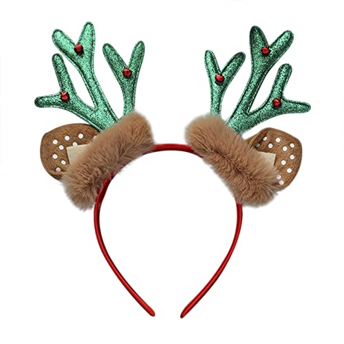 2 Pcs Rentier Geweih Haarreif Haarband Weihnachtlicher Haarschmuck mit Ohren Elfenhut Stirnband Santa Weihnachtsmütze Stirnband Kopfschmuck Geschenke für Weihnachten Karneval Cosplay，Foto-Requisite von NICEYEA