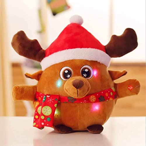 Leuchtend Elch Plüschtiere mit Singen Plüschpuppe Plüsch Weihnachtsmann Weihnachtsgeschenke Kuscheltier Stofftiere für Weihnachts Spielzeug Deko für Kinder Mädchen, 22cm von NICEYEA