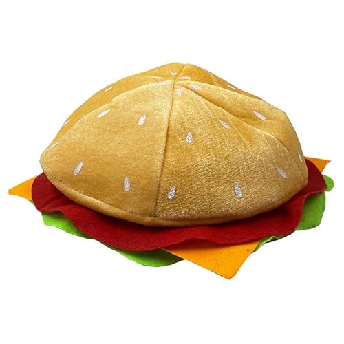 Lustige Essensmützen Neuheit Hamburger Pommes Frites Hut Lebensmittelverkäufer Hüte Halloween Weihnachten Essen Thema Party Kostüm Zubehör (Burger) von NICEYEA