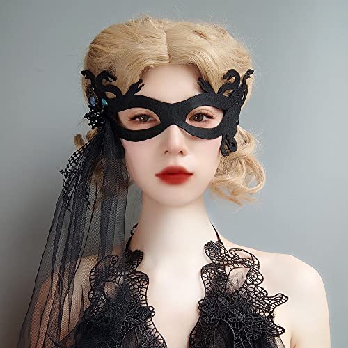 NICEYEA 2 Stück Medusa-Karneval Maske mit Spitzenbesatz Mesh Maske Venezianische Maske Augenmaske Gothic Gesichtsmaske Masquerade Maske für Halloween Karneval Party Kostüm von NICEYEA