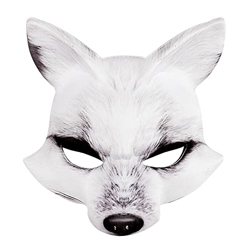 NICEYEA Fox Maske Fuchs Gesichtsmaske Cosplay Masquerade Tiermaske Simulations Fuchsmaske Halbgesichts Cosplay Fox Kostüm Tier Kopfbedeckungen für Halloween, Themenparty, Maskerade, Rollenspiel von NICEYEA