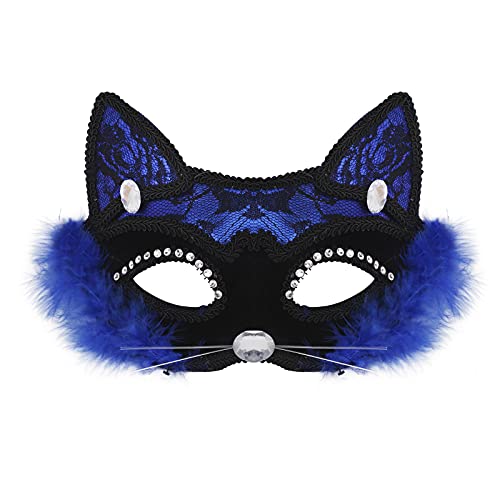 NICEYEA Katze Spitzen Augenmaske Halbe Gesichtsmaske Catwoman Maske Venezianische Maske Masquerade Lace Halbes Gesicht für Karneval Party Kostüm Maskenball Valentinstag Nachtclub Frau Mädchen von NICEYEA