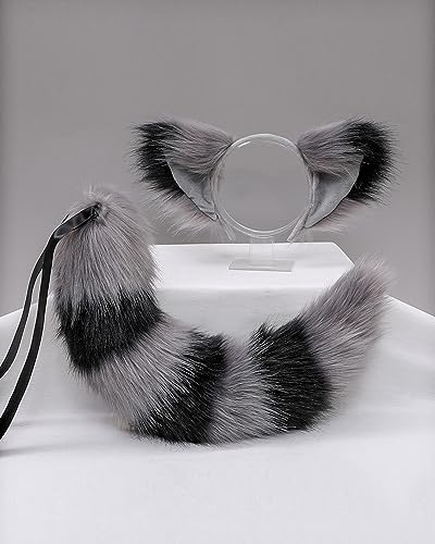 NICEYEA Kunstfell-Ohrenschwanz-Set – flauschiger Fuchs, Waschbär, Wolf, Tierschwanz, Ohren, Stirnband, Halloween, Cosplay, Kostümzubehör-Set NICEYEA Kunstfell-Ohrenschwanz-Set – flauschiger Fuchs, Waschbär, Wolf, Tierschwanz, Ohren, Stirnband, Halloween, Cosplay, Kostümzubehör-Set von NICEYEA