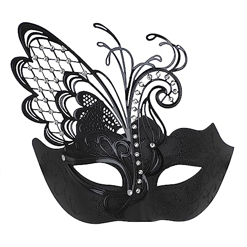 NICEYEA Maskerade Maske Venezianische Karneval Damen Maske Spitzenmaske Cosplay Maskenball Masken für Halloween Weihnachten Karneval Party (schwarz) von NICEYEA