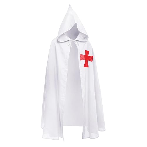 NICEYEA Mittelalter Ritter Umhang mit Kapuze Kostüm Tempelritter Kreuzritter Umhang Fasching Cospaly LARP Tempel Hospitaller Mantel Cloak mit Kreuz,Verkleidung Damen Herren NICEYEA Mittelalter Ritter Umhang mit Kapuze Kostüm Tempelritter Kreuzritter Umhang Fasching Cospaly LARP Tempel Hospitaller Mantel Cloak mit Kreuz,Verkleidung Damen Herren von NICEYEA