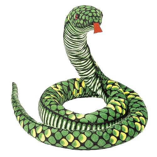 NICEYEA Simulation Schlange Spielzeug Pythonpuppe Kreativer Plüsch Schlange Realistische Schlange Streich Spiel Handpuppe Spielzeug für Tricky Aprilscherz Halloween Spielzeug (Grün 2,8 m) von NICEYEA
