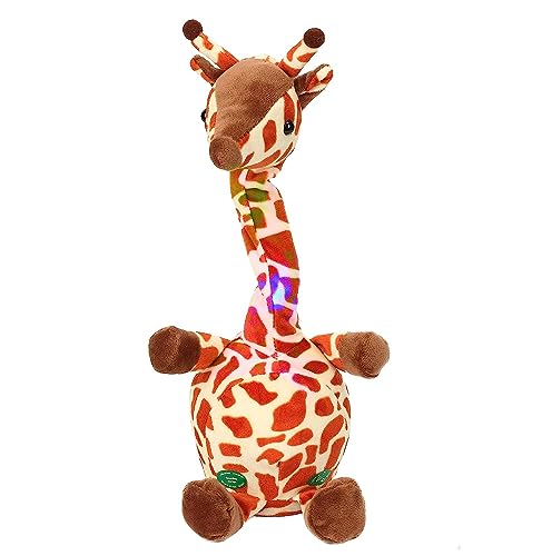Sprechender Giraffe Plüschtiere Babyspielzeug, Tanzender Giraffe Singender Giraffe mit Wiedergabefunktion, Singender,Aufzeichnung,Leuchten, Baby Interaktives Plüschtier für 2 3 4+ Jahre Kinder von NICEYEA