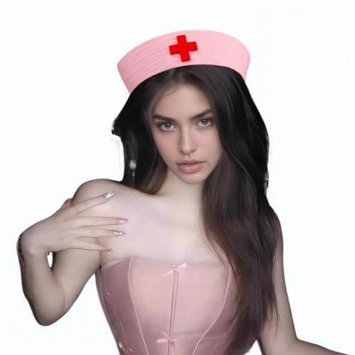 Krankenschwesterhüte für Damen, niedliches Kreuz, Krankenschwester-Kappen, Stirnband für Halloween, Krankenschwestern, Cosplay, Party, Kostümzubehör von NICEYST