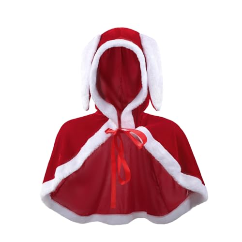 Weihnachtlicher Samtschal mit Hasenohren, roter Weihnachtsmann-Umhang, Rot/Ausflug, einfarbig (Getaway Solids), Medium size von NICEYST