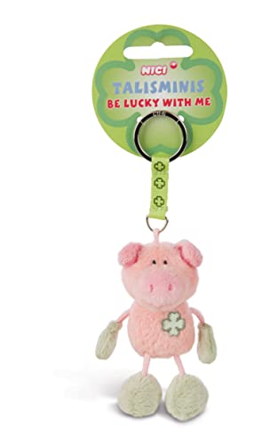 NICI 33687 33687-Schwein Beanbag Schlüsselanhänger Talismin 7 cm, rosa-grün von NICI