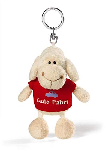 NICI 34038 - Schlüsselanhänger Schaf T-Shirt Gute Fahrt, 10 cm, rot/weiß von NICI