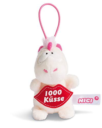 NICI 44984 Anhänger Einhorn Theodor mit Spruch 1000 Küsse 8cm mit Loop, weiß/pink von NICI