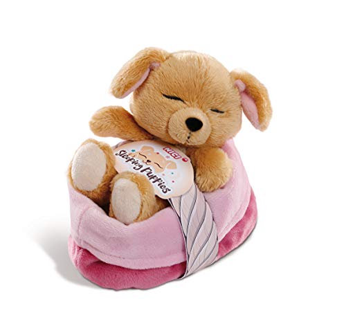 NICI 45371 Kuscheltier Sleeping Puppies Hund 12cm, karamell, Flauschiges Plüschtier lilanen Körbchen, süßes Stofftier für Kunder und Kuscheltierliebhaber, beige/pink NICI 45371 Kuscheltier Sleeping Puppies Hund 12cm, karamell, Flauschiges Plüschtier lilanen Körbchen, süßes Stofftier für Kunder und Kuscheltierliebhaber, beige/pink von NICI