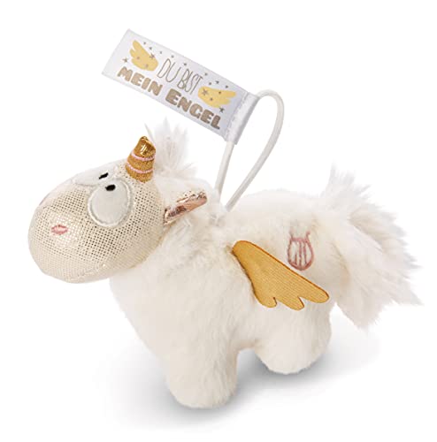 NICI 46365 Anhänger Einhorn Angelia 11cm mit Loop Du bist Mein Engel, weiß/Gold von NICI