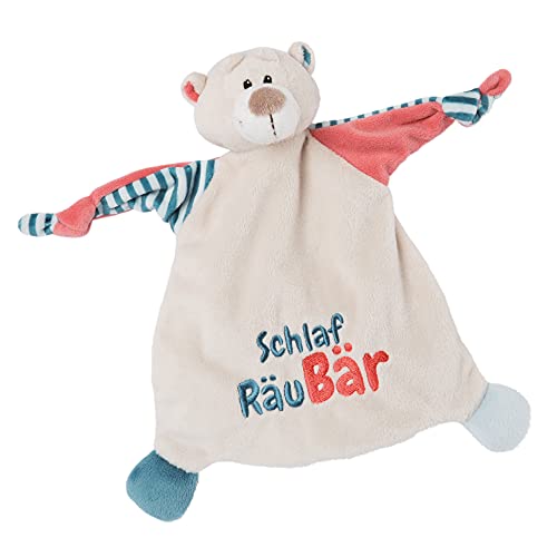 NICI 46732 Bär Schlaf RäuBär 25x25 cm ab 0+ Monaten – Kuscheltuch für Babys & Kleinkinder – Baby Kuscheltier/Schnuffeltuch – Schmusetuch für Mädchen & Jungen, BEIGE/BLAU, Singolo von NICI