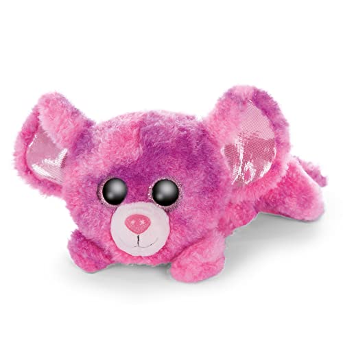 NICI Glubschis: Das Original – Glubschis Maus Maisie 25cm – Liegende Kuscheltier Maus mit großen Augen – Flauschiges Plüschtier mit großen Glitzeraugen – Schmusetier für Kuscheltierliebhaber von NICI