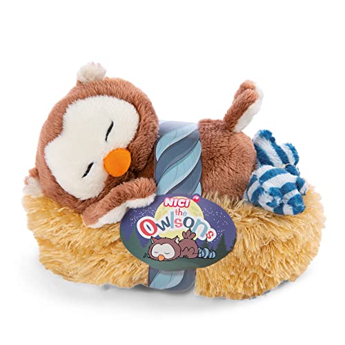 NICI Schlafendes Kuscheltier Eule Oscar im Nest 12cm – Eule Plüschtier für Mädchen, Jungen & Babys – Flauschige Stofftier Eule zum Kuscheln, Spielen & Schlafen – Gemütliches Schmusetier von NICI