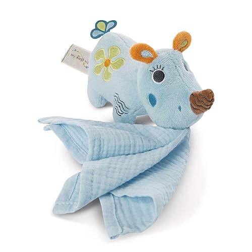 NICI Schmusetier 3D Nashorn Manuffi 13 cm mit Schmusetuch – Baby Kuscheltier mit Mulltuch ab 0+ Monaten – Weiches Plüschtier/Schmusetuch für Mädchen & Jungen, 48038 von NICI