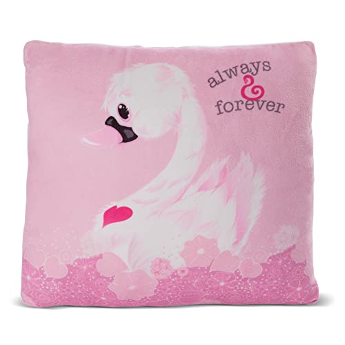 NICI Kuscheltierkissen Love Schwan weiß 30x30cm quadratisch I Kuschelkissen Schwan für Jungen, Mädchen &Babys I Flauschiges Plüschtier-Kissen–48276 von NICI