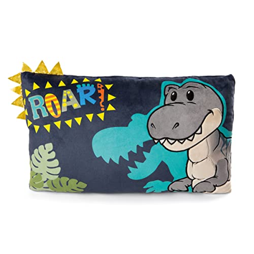 NICI Kissen Dino Tony-Rex 43 x 25 cm – rechteckiges Kuschelkissen mit niedlichem Dinosaurier-Motiv, Dekokissen für Kinder & Erwachsene, 48819, tolle Geschenkidee, blau von NICI