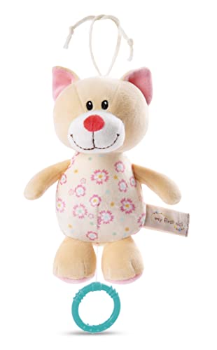 NICI Spieluhr Katze 18 cm – Baby Spielzeug aus weichem Plüsch zur Befestigung an Kinderwagen oder Babybett, niedliches Kuscheltier für Babys & Kleinkinder, 48898, tolle Geschenkidee, beige von NICI