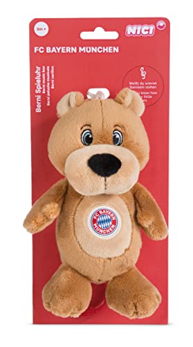 NICI Spieluhr FC BAYERN MÜNCHEN Bär Berni 18 cm – kuscheliger Fanartikel zur Befestigung an Kinderwagen oder Babybett, niedliches Kuscheltier für Babys & Kleinkinder, 49082, tolle Geschenkidee, braun von NICI