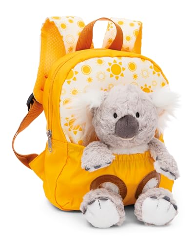 NICI 49842 Rucksack 21x26cm Plüschtier 25cm-Abnehmbarer Pluschspielzeug Weich Flauschig-Kindergartenrucksack mit Kuscheltier für 2-5 Jährige Jungen und Mädchen, Koala gelb von NICI