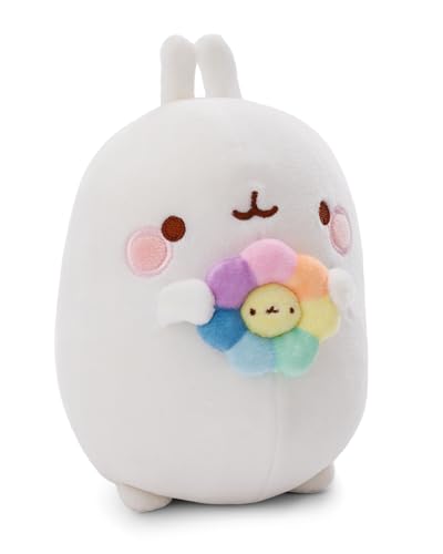 NICI 61166 Kuscheltier MOLANG mit Regenbogenblume 48cm weiß-Stofftier aus weichem Plüsch, niedliches Plüschtier zum Kuscheln und Spielen, für Kinder & Erwachsene-tolle Geschenkidee von NICI