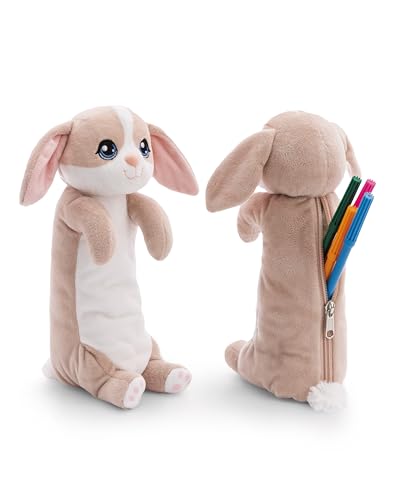 NICI 61269 Mäppchen Hase 12x12x25cm Flauschiges Federmäppchen für Mädchen und Frauen, Schultäschchen, Büro-oder Kosmetikmäppchen,weiches Plüschmäppchen, braun von NICI