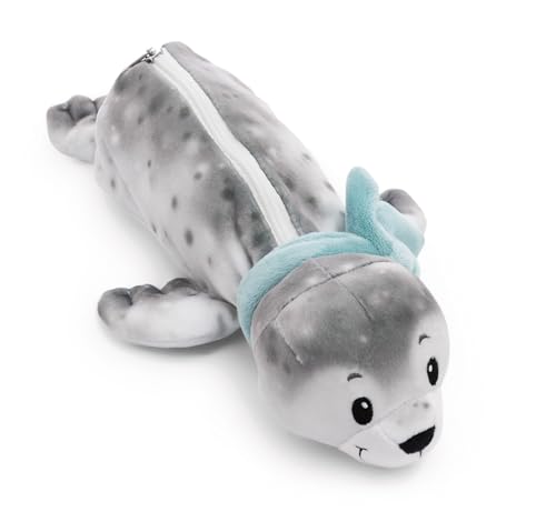 NICI Mäppchen Seehund Bente 25x8x9cm grau - Flauschiges Federmäppchen für Mädchen und Frauen, Schultäschchen, Büro- oder Kosmetikmäppchen,weiches Plüschmäppchen von NICI