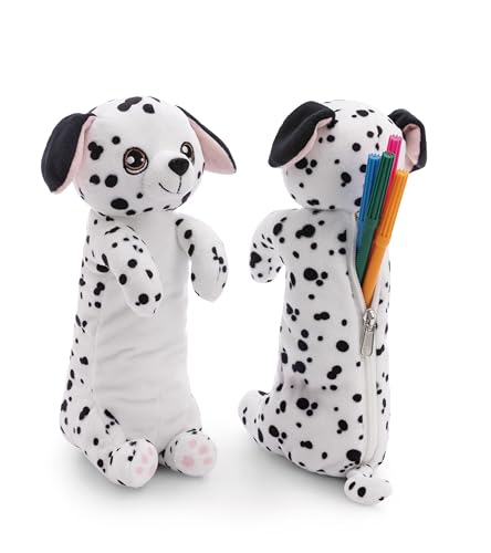 NICI 61329 Mäppchen Hund Dalmatiner 12x12x25cm Flauschiges Federmäppchen für Mädchen und Frauen, Schultäschchen, Büro-oder Kosmetikmäppchen,weiches Plüschmäppchen, weiß von NICI