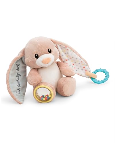 NICI Activity Kuscheltier Hase Fjella Ich beschütze Dich 23cm - rosa - Plüschtier für Babys und Kleinkinder zum Greifen, Knuddeln, Entdecken und Einschlafen | 61883 von NICI