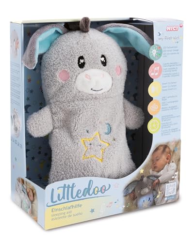 NICI Baby Einschlafhilfe Kuscheltier Esel Littledoo 25cm multifunktional in Geschenkbox - grau - Plüschtier für Babys und Kleinkinder zum Greifen, Knuddeln, Entdecken und Einschlafen - 61614 von NICI