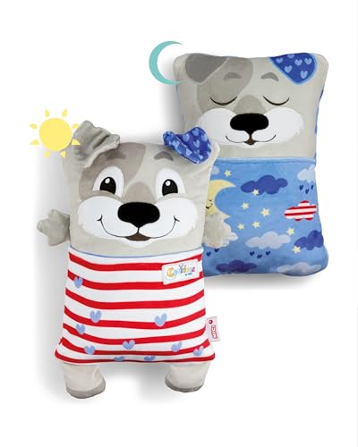 NICI Cosidoo Kuscheltier Hund mit Wendefunktion 30x20cm - grau - Weiches Plüschtier – Für kleine Kuscheltierliebhaber zum Kuscheln & Spielen. Ideal für Zuhause, den Kindergarten oder unterwegs - 62291 von NICI