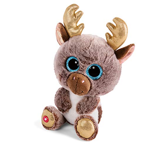 NICI Glubschis: Das Original – Glubschis X-Mas Rentier Cocoa-Fee 15 cm I Kuscheltier Rentier mit großen Augen I Flauschiges Plüschtier mit Glitzeraugen ab 0 Monaten I braun / gold – 46301 von NICI