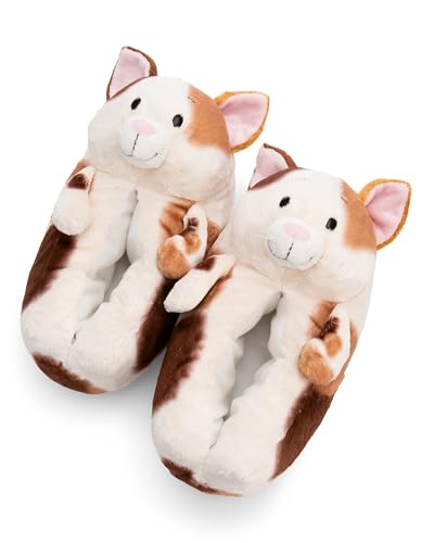 NICI Hausschuhe Glückskatze 36-39 (M) - braun - Warme NICI Kuscheltier Hausschuhe für Jungen, Mädchen & Erwachsene, Tier-Schuhe mit Anti-Rutsch Sohle, Slippers - 62171 von NICI