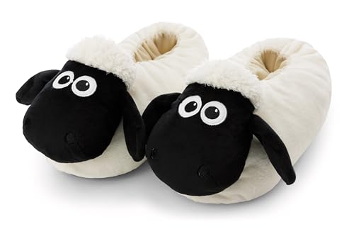 NICI Hausschuhe Shaun das Schaf 36-39 (M) - weiß - Warme Kuscheltier Hausschuhe aus Plüsch für Kinder und Erwachsene, Tier-Schuhe mit Anti-Rutsch Sohle, Slippers | 62340 von NICI