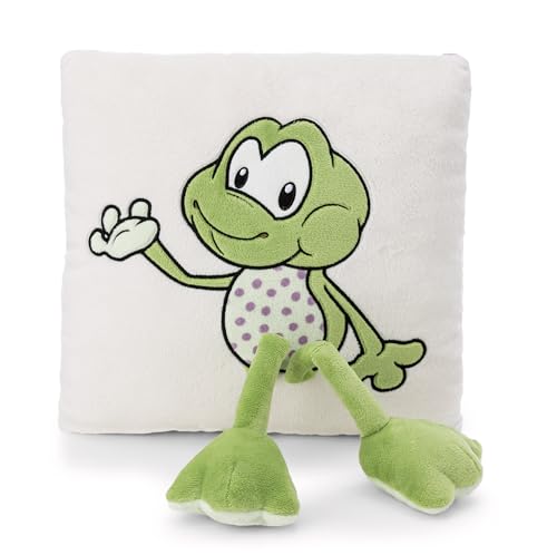 NICI Kissen Frosch Fridolin Frog 30x30cm - weiß - Flauschiges Kuscheltierkissen für Kinder und Erwachsene, Plüschkissen ideal für Zuhause, Kindergarten oder unterwegs | 62283 von NICI