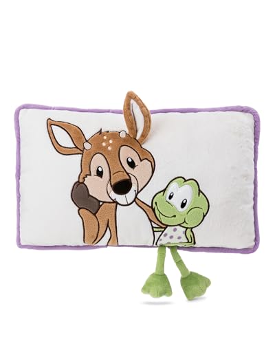 NICI Kissen Rehbock René Roebuck & Frosch Fridolin Frog 43x25cm - weiß - Flauschiges Kuscheltierkissen für Kinder und Erwachsene, Plüschkissen ideal für Zuhause, Kindergarten oder unterwegs | 62282 von NICI