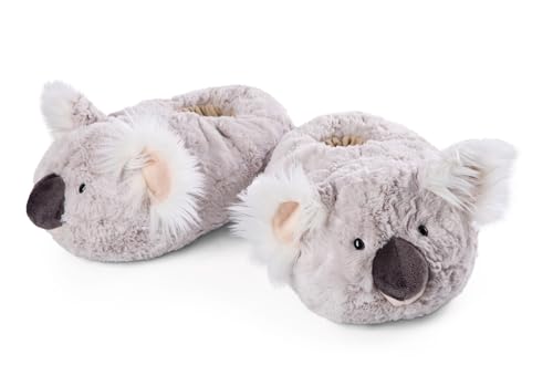 NICI Koala Hausschuhe Gr. 38-41 (L) – Plüsch-Hauschuhe rutschfest – Warme Kuscheltier Puschen für Jungen, Mädchen & Erwachsene – Tier-Schuhe mit Anti-Rutsch Sohle – Slippers, grau, 33317 von NICI