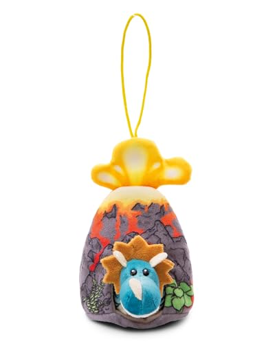 NICI Kuscheltier Dino Cerastupsy Petrol 12cm - 2in1 Flauschiges Dino Kuscheltier im Vulkan für Mädchen, Jungen & Babys, Dino Stofftier mit Loop – 49462 von NICI